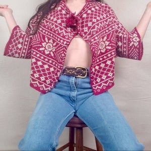 Red and white festive poncho